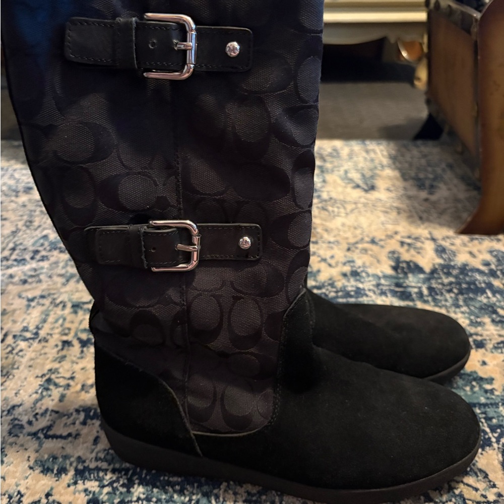 Coach Black Signature Buckle Winter Boots